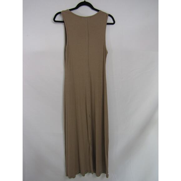 Leela & Lavendar Rayon Dress Ribbed Knit Midi sz S Neutral Raw Seam Minimalist - Picture 4 of 8